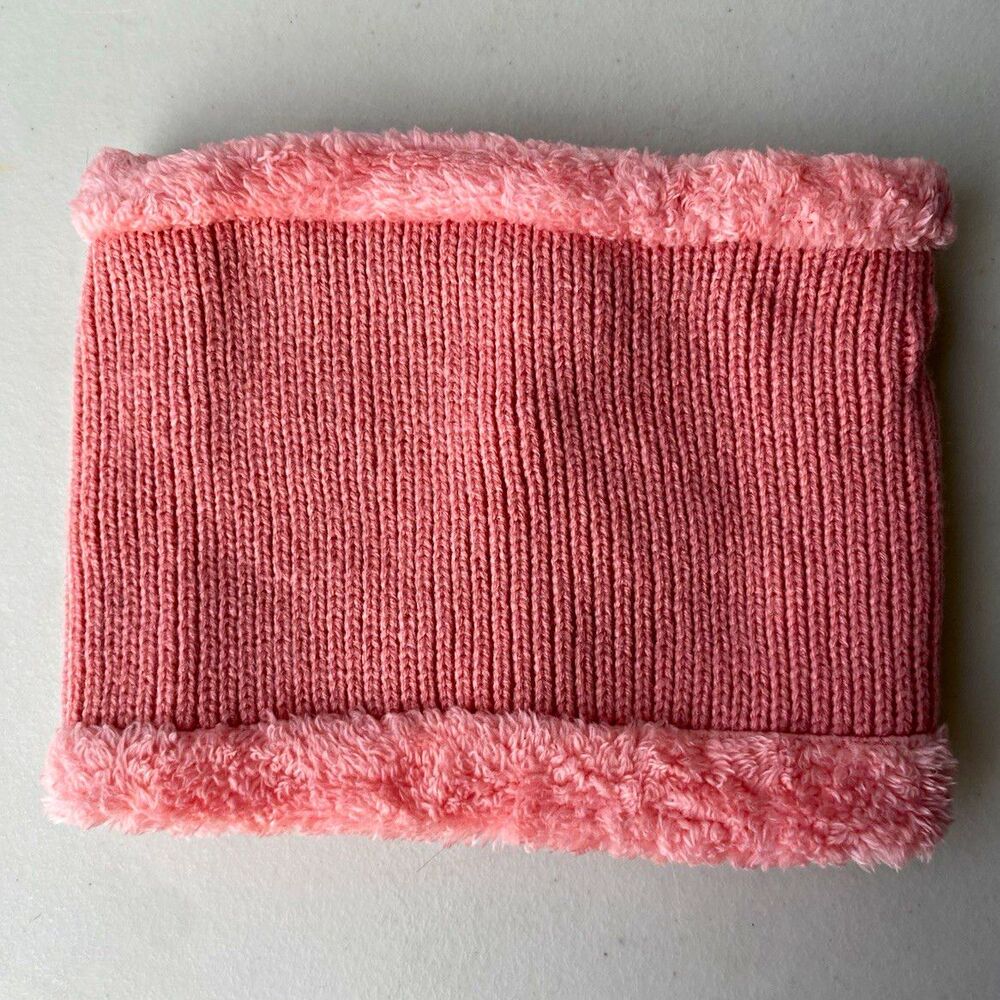 Womens Fleece Lined Neck Gaiter Knit Warm Winter Cowl Collar Pink